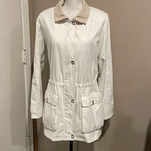 Gallery White and Tan Car Coat - L